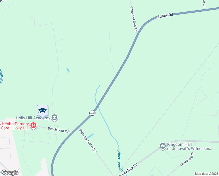 map of restaurants, bars, coffee shops, grocery stores, and more near 2160 Eutaw Road in Holly Hill