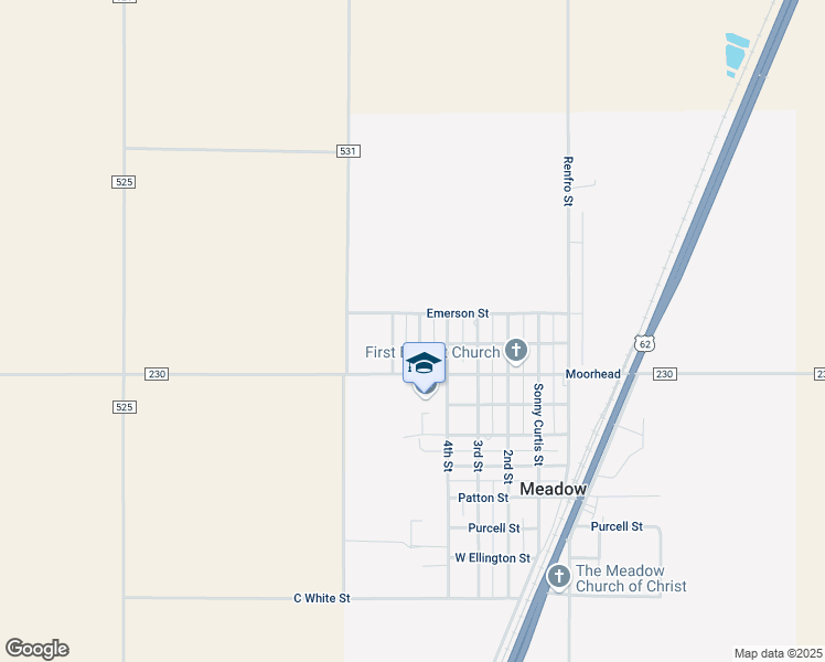 map of restaurants, bars, coffee shops, grocery stores, and more near 603 Cooper Street in Meadow