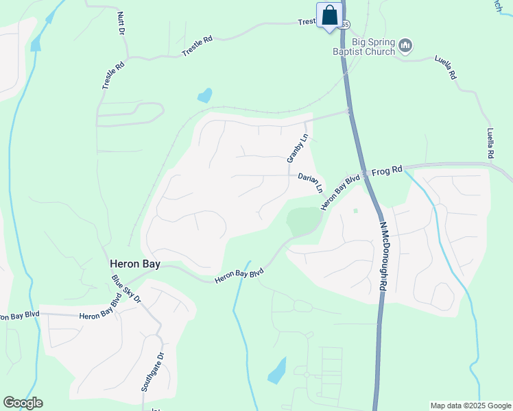 map of restaurants, bars, coffee shops, grocery stores, and more near 1540 Granby Lane in Locust Grove