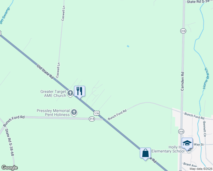 map of restaurants, bars, coffee shops, grocery stores, and more near 158 Doretha Marg Street in Holly Hill