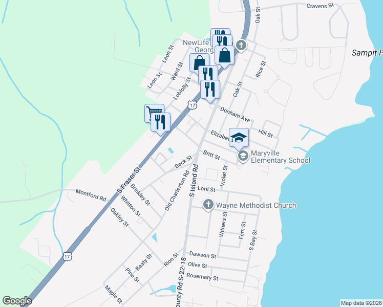 map of restaurants, bars, coffee shops, grocery stores, and more near 2206 Beck Street in Georgetown