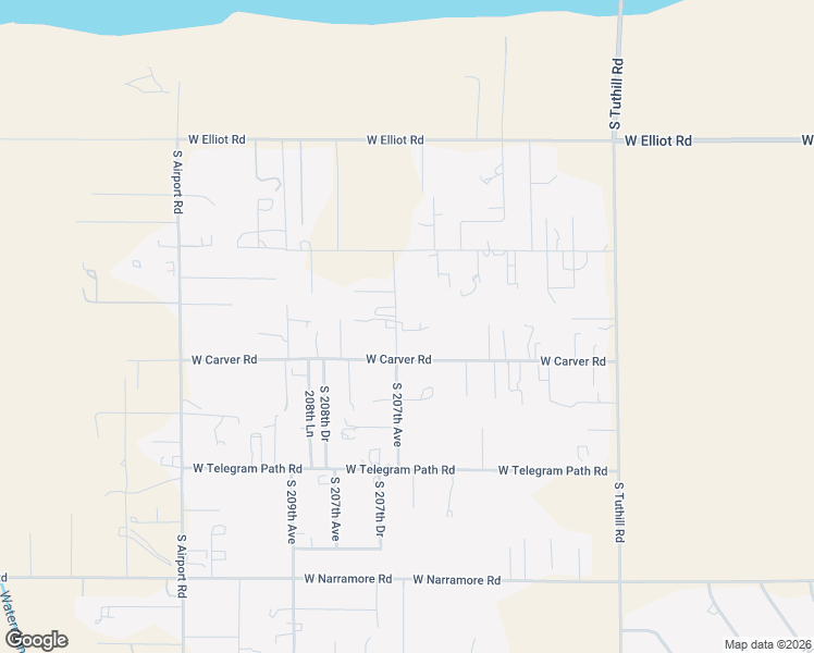 map of restaurants, bars, coffee shops, grocery stores, and more near 11415 South 207th Avenue in Buckeye