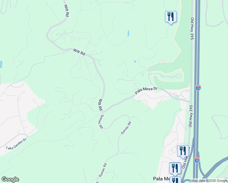 map of restaurants, bars, coffee shops, grocery stores, and more near 2691 Daisy Lane in Fallbrook