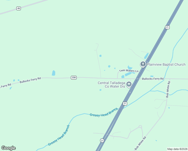 map of restaurants, bars, coffee shops, grocery stores, and more near 1793 Bullocks Ferry Road in Talladega