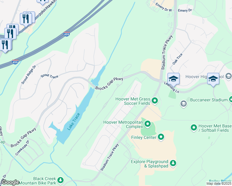 map of restaurants, bars, coffee shops, grocery stores, and more near 5644 Chestnut Trace in Hoover