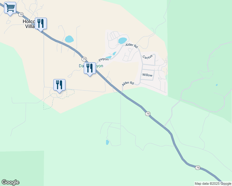 map of restaurants, bars, coffee shops, grocery stores, and more near 34179 California 79 in Warner Springs