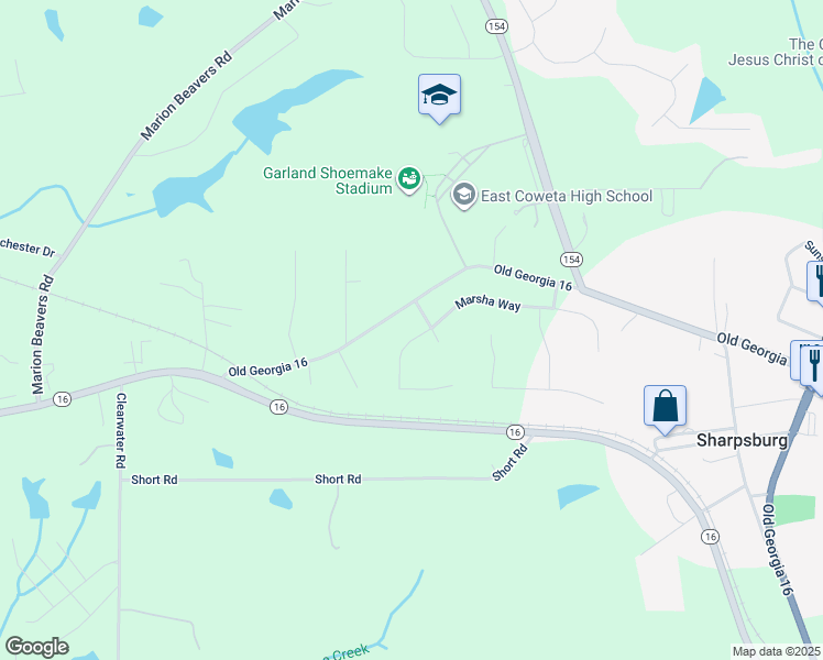 map of restaurants, bars, coffee shops, grocery stores, and more near 269 Marsha Way in Sharpsburg