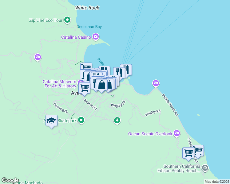 map of restaurants, bars, coffee shops, grocery stores, and more near 718 Crescent Avenue in Avalon
