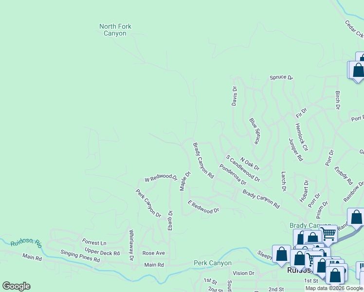 map of restaurants, bars, coffee shops, grocery stores, and more near 131 Maple Drive in Ruidoso
