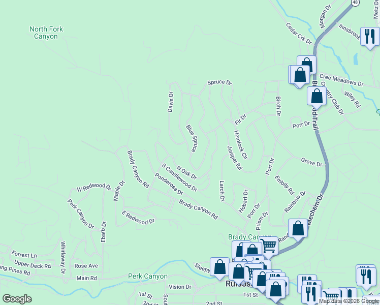 map of restaurants, bars, coffee shops, grocery stores, and more near 101 Blue Spruce in Ruidoso