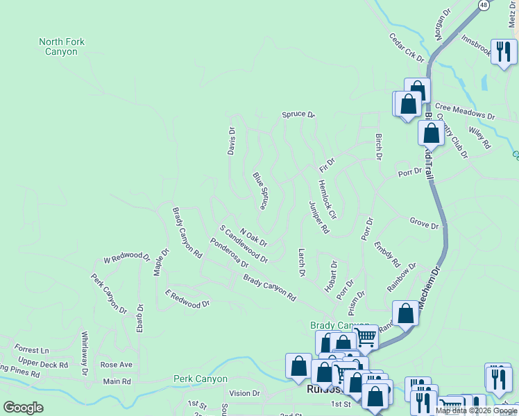 map of restaurants, bars, coffee shops, grocery stores, and more near 101-205 Blue Spruce in Ruidoso