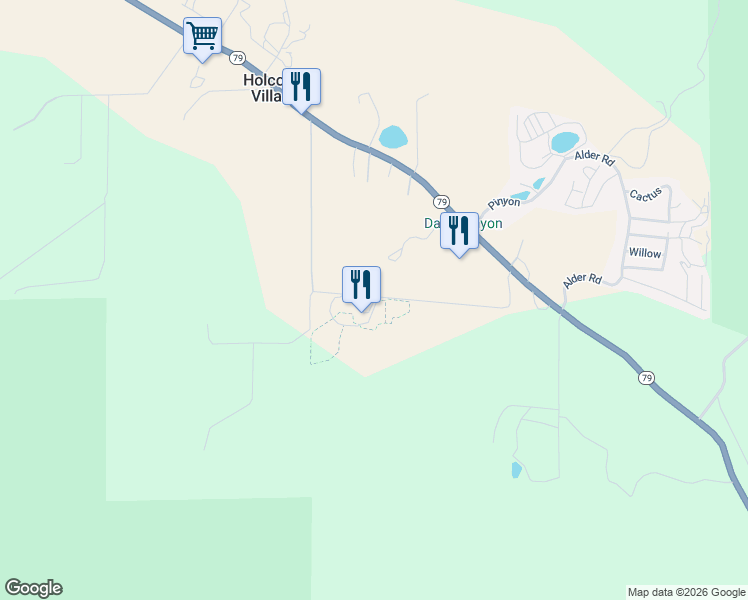 map of restaurants, bars, coffee shops, grocery stores, and more near 34680 California 79 in Warner Springs