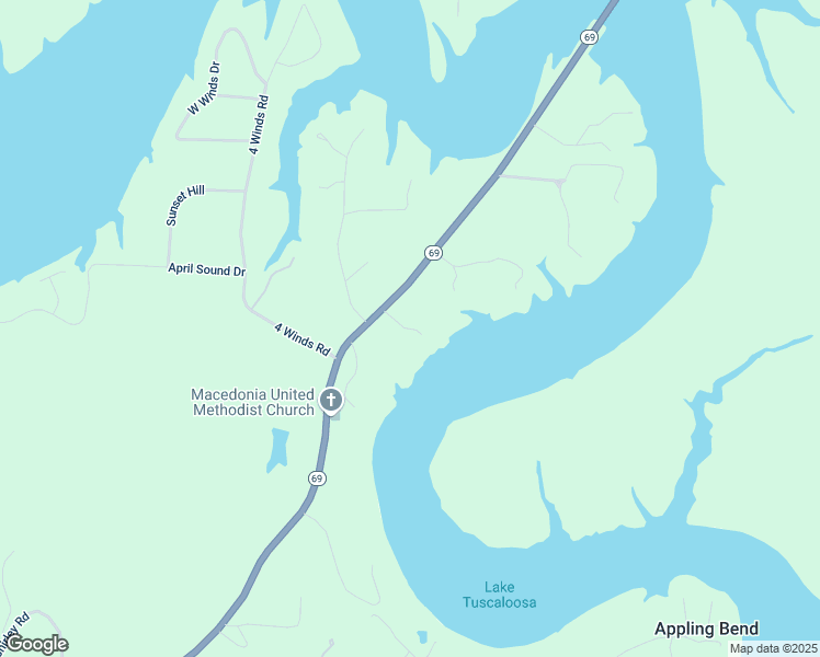 map of restaurants, bars, coffee shops, grocery stores, and more near 14979 Alabama 69 in Northport