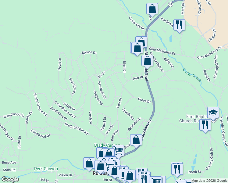 map of restaurants, bars, coffee shops, grocery stores, and more near 116 Juniper Road in Ruidoso