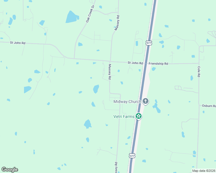 map of restaurants, bars, coffee shops, grocery stores, and more near 9213 Massey Road in Pilot Point