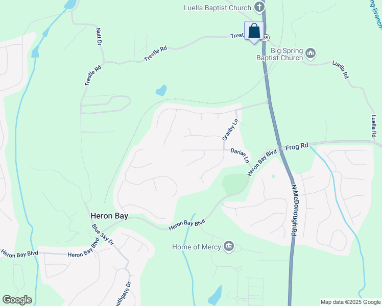 map of restaurants, bars, coffee shops, grocery stores, and more near 1369 Darian Lane in Locust Grove