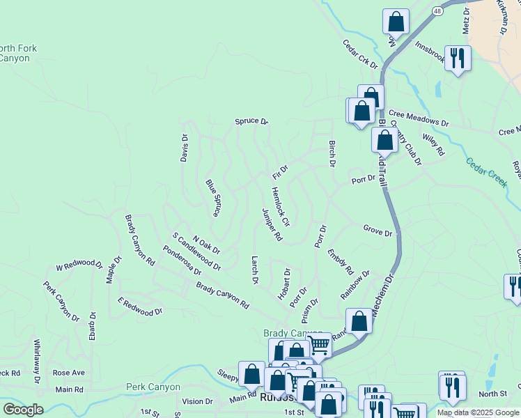 map of restaurants, bars, coffee shops, grocery stores, and more near 181 Juniper Road in Ruidoso