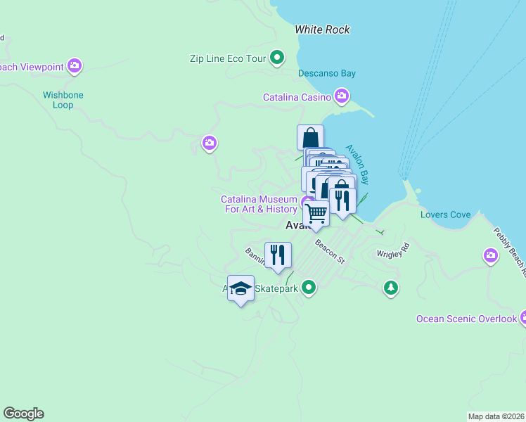 map of restaurants, bars, coffee shops, grocery stores, and more near 335 Whittley Avenue in Avalon