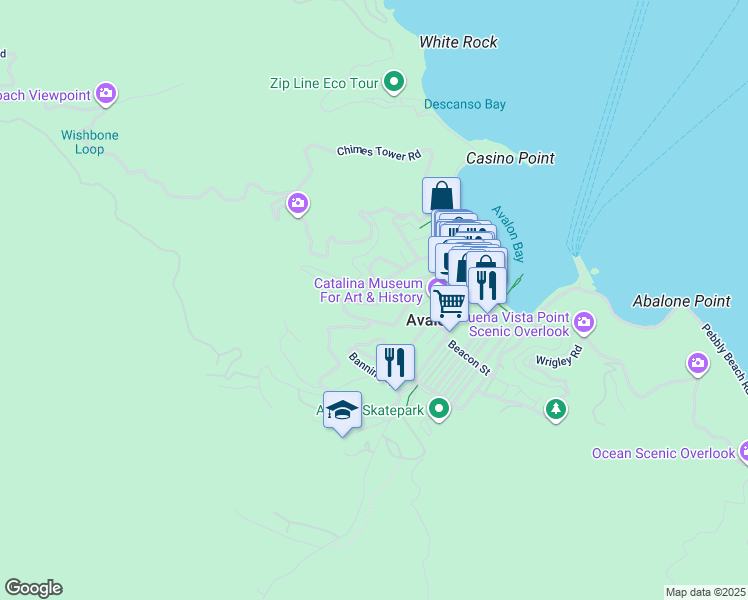 map of restaurants, bars, coffee shops, grocery stores, and more near 335 Whittley Avenue in Avalon