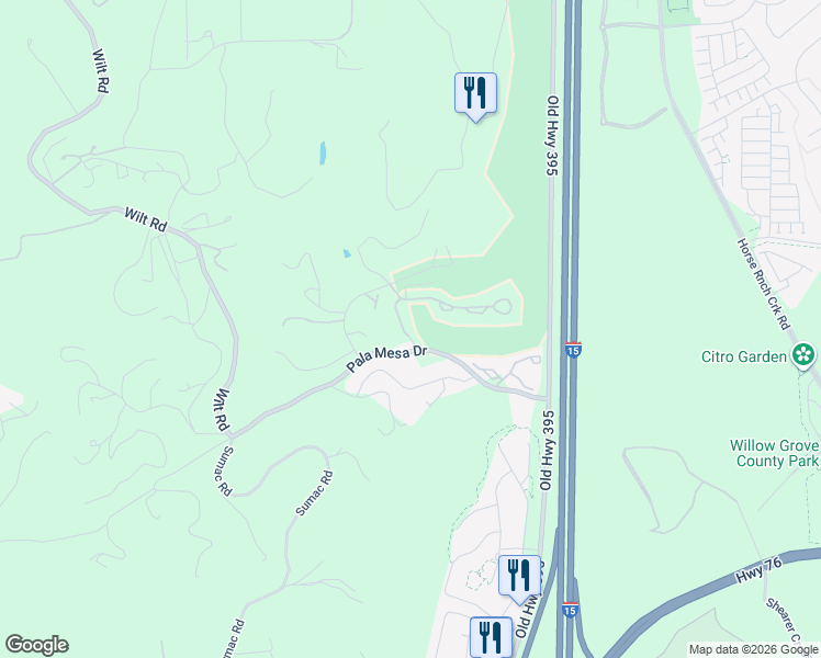 map of restaurants, bars, coffee shops, grocery stores, and more near 4125 Los Padres Drive in Fallbrook