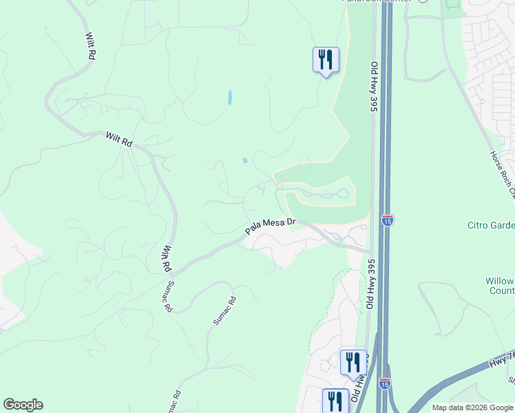 map of restaurants, bars, coffee shops, grocery stores, and more near 4124 Arboles Court in Fallbrook
