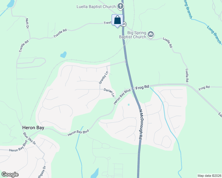 map of restaurants, bars, coffee shops, grocery stores, and more near 1316 Darian Lane in Locust Grove