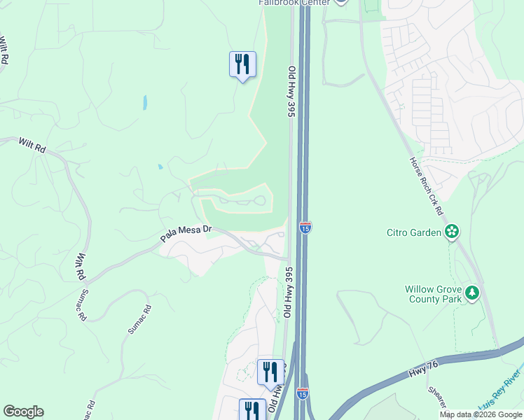 map of restaurants, bars, coffee shops, grocery stores, and more near 4331 Los Padres Drive in Fallbrook