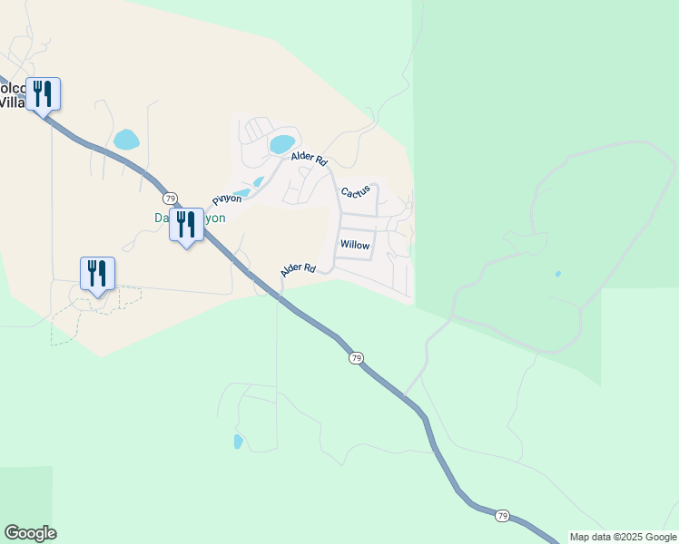 map of restaurants, bars, coffee shops, grocery stores, and more near 35109 California 79 in Warner Springs