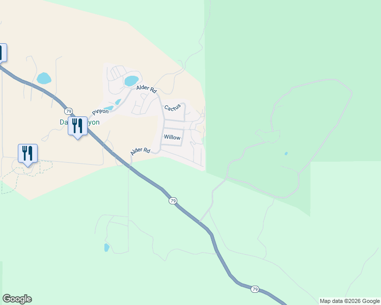 map of restaurants, bars, coffee shops, grocery stores, and more near 35109 California 79 in Warner Springs