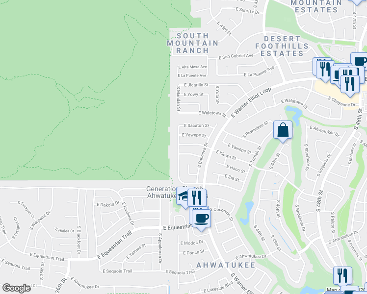 map of restaurants, bars, coffee shops, grocery stores, and more near 4031 East Kiowa Street in Phoenix