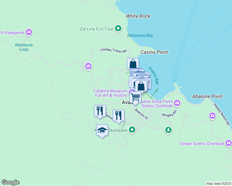 map of restaurants, bars, coffee shops, grocery stores, and more near 335 Whittley Avenue in Avalon