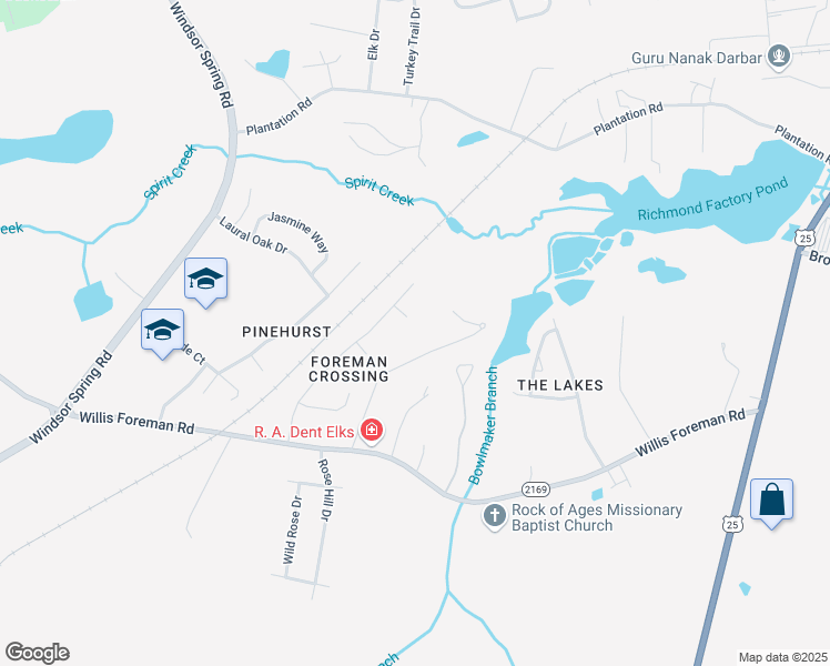 map of restaurants, bars, coffee shops, grocery stores, and more near 4075 Ruffin Road in Hephzibah