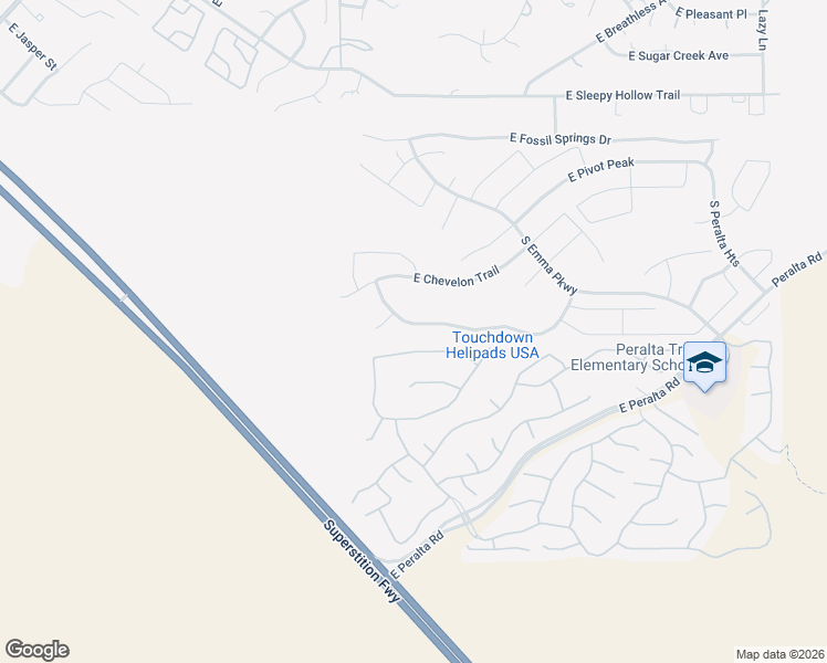 map of restaurants, bars, coffee shops, grocery stores, and more near 9882 East Prospector Drive in Gold Canyon