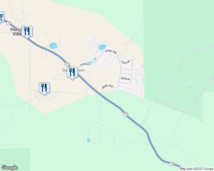 map of restaurants, bars, coffee shops, grocery stores, and more near Father Serra Rd in Warner Springs