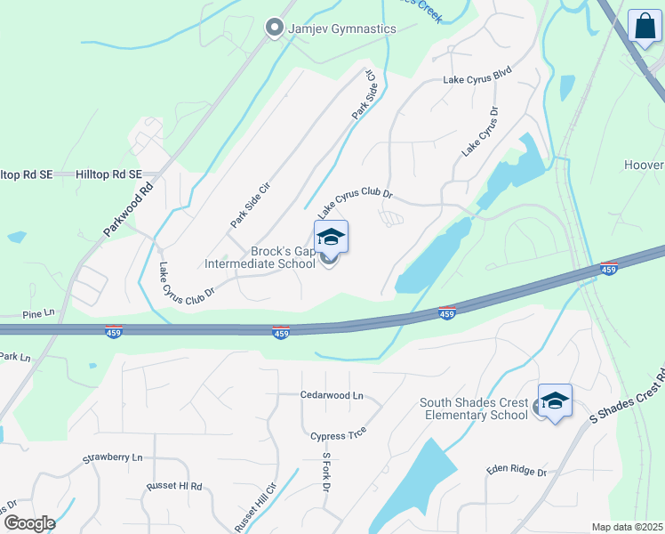 map of restaurants, bars, coffee shops, grocery stores, and more near 1730 Lake Cyrus Club Drive in Birmingham