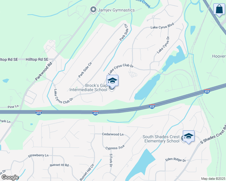 map of restaurants, bars, coffee shops, grocery stores, and more near 1730 Lake Cyrus Club Drive in Birmingham