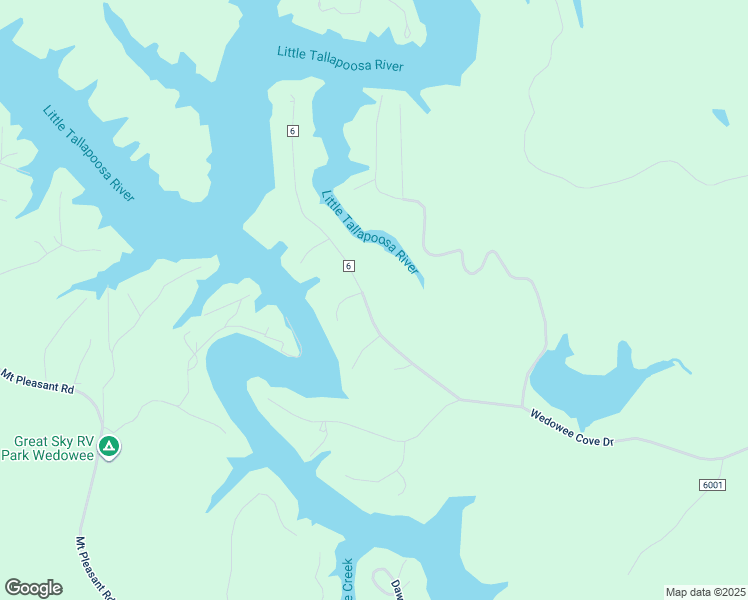 map of restaurants, bars, coffee shops, grocery stores, and more near 1828 County Road 6 in Wedowee