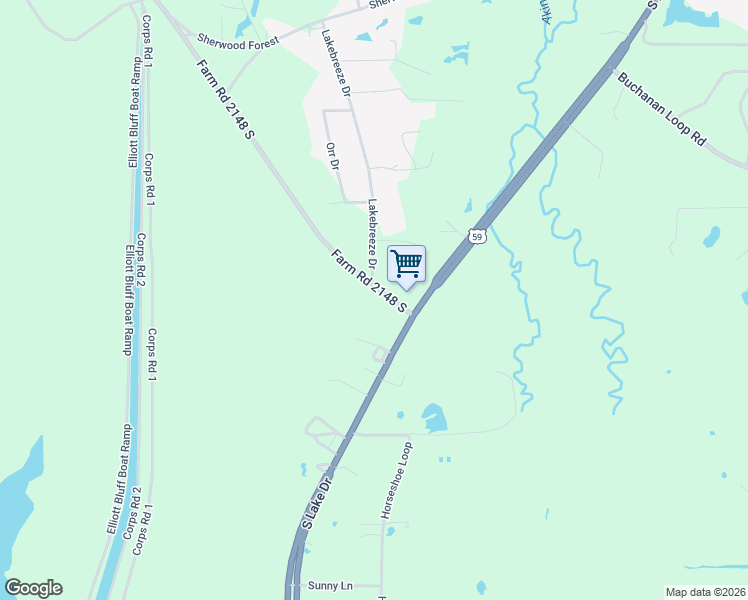 map of restaurants, bars, coffee shops, grocery stores, and more near 62 Private Road 59003 in Texarkana