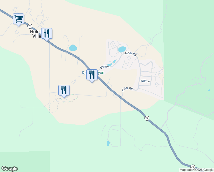 map of restaurants, bars, coffee shops, grocery stores, and more near Highway 79 in Warner Springs