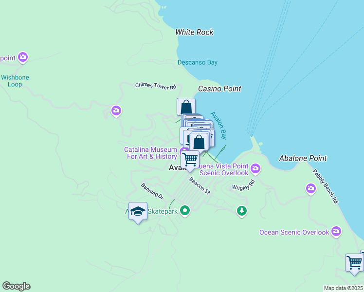 map of restaurants, bars, coffee shops, grocery stores, and more near 108 Marilla Avenue in Avalon