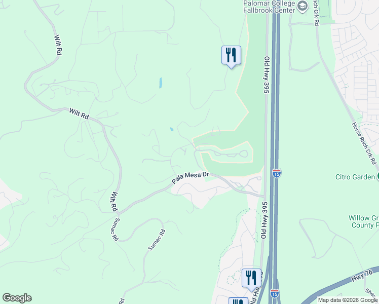 map of restaurants, bars, coffee shops, grocery stores, and more near 4759 Daisy Lane in Fallbrook