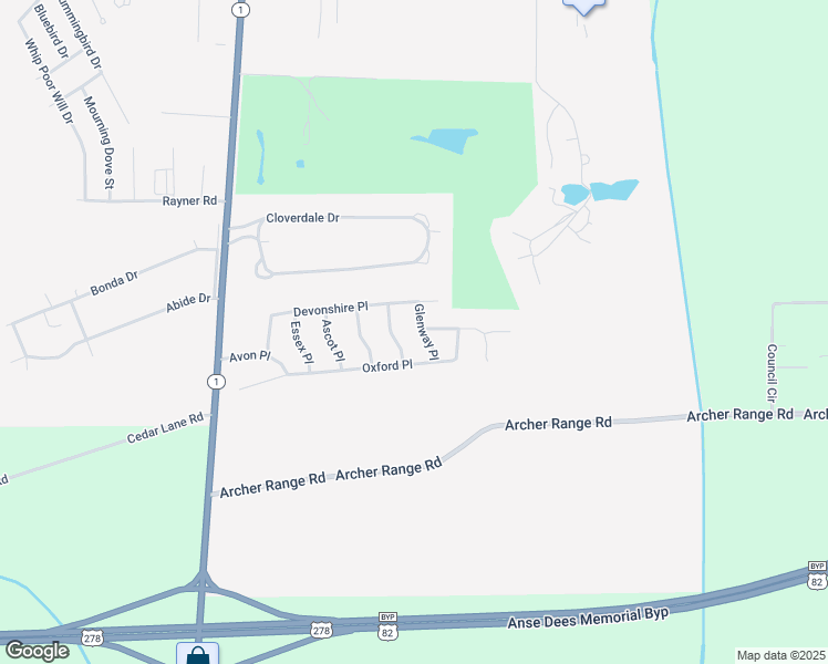 map of restaurants, bars, coffee shops, grocery stores, and more near 1277 Devonshire Place in Greenville