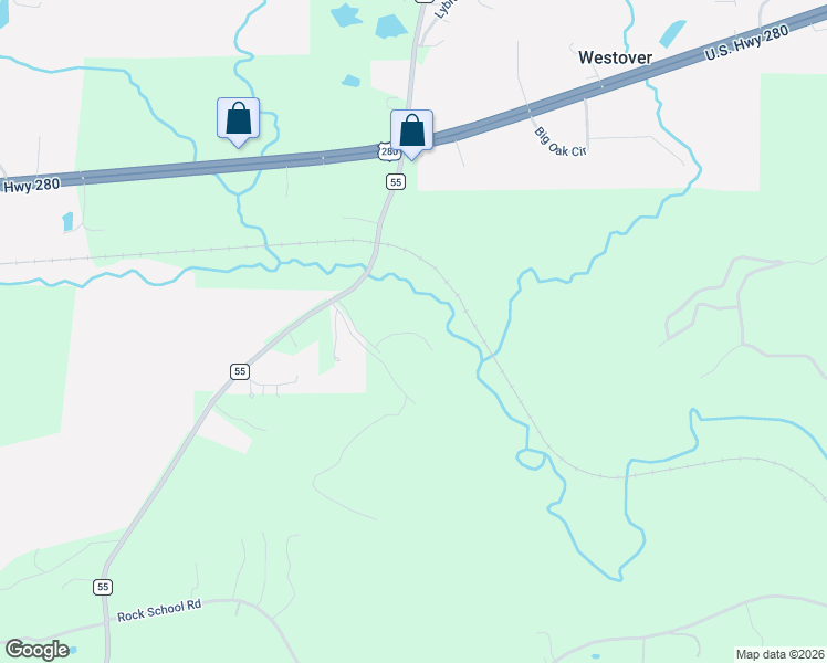 map of restaurants, bars, coffee shops, grocery stores, and more near 124 Weatherton Trail in Harpersville