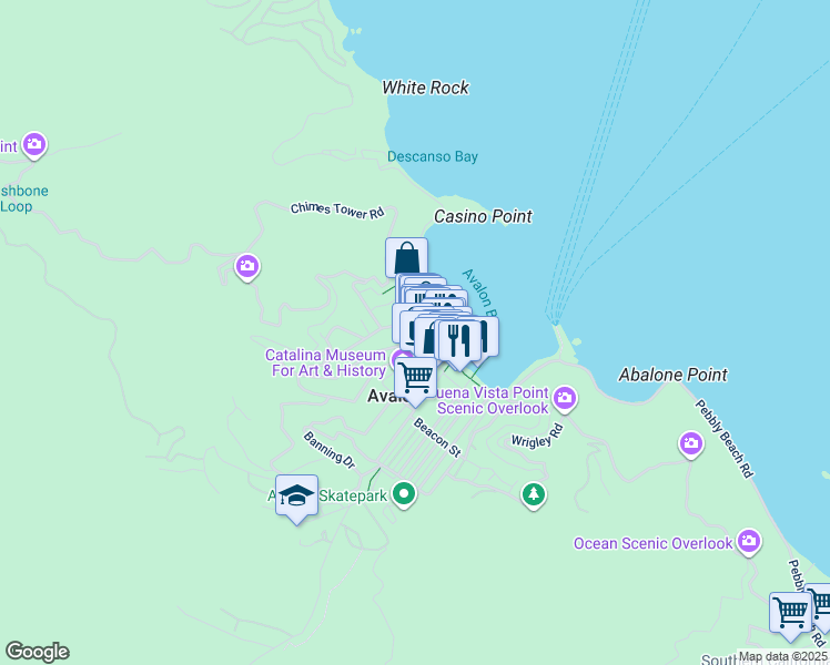 map of restaurants, bars, coffee shops, grocery stores, and more near 108 Marilla Avenue in Avalon