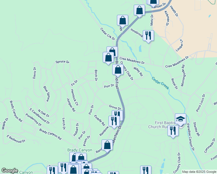 map of restaurants, bars, coffee shops, grocery stores, and more near 282 Porr Dr in Ruidoso