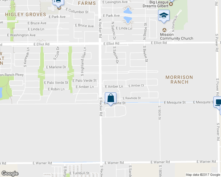 map of restaurants, bars, coffee shops, grocery stores, and more near 4041 East Amber Lane in Gilbert