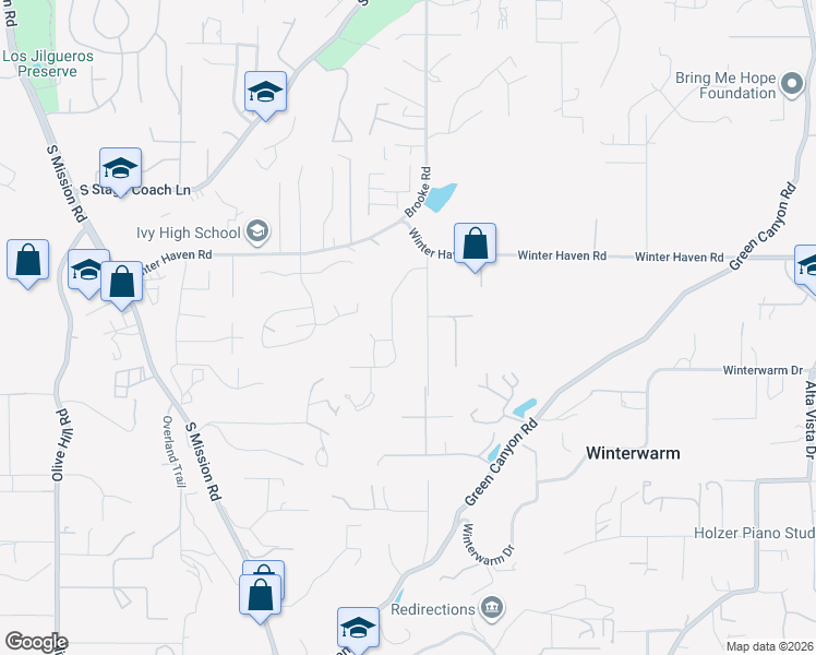 map of restaurants, bars, coffee shops, grocery stores, and more near 2625 Havencrest Drive in Fallbrook