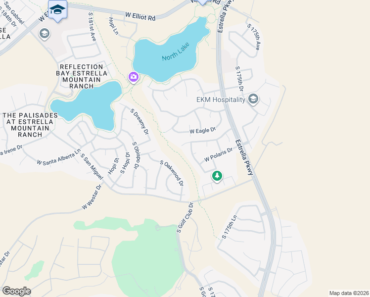 map of restaurants, bars, coffee shops, grocery stores, and more near 11186 South Indian Wells Drive in Goodyear