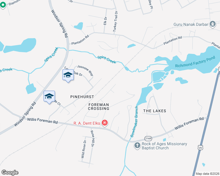 map of restaurants, bars, coffee shops, grocery stores, and more near 4147 Foreman Way in Hephzibah