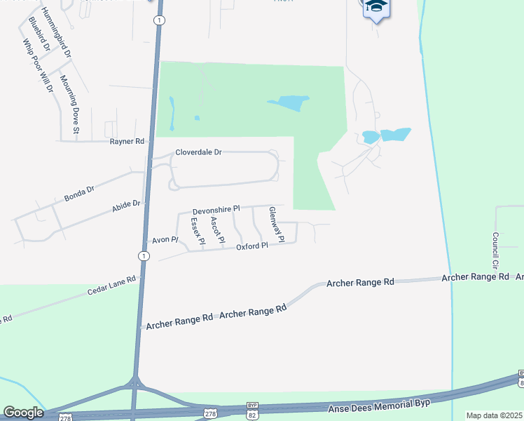 map of restaurants, bars, coffee shops, grocery stores, and more near 1277 Devonshire Place in Greenville